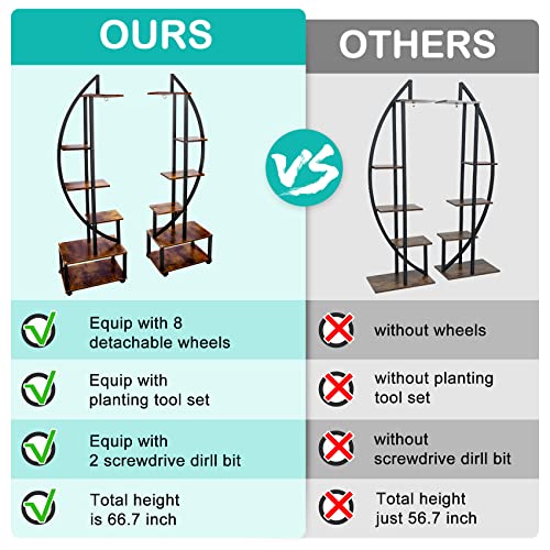 6 Tier Tall Metal Plant Stand with Hanging Loop Half Moon Ladder Shelf q7k