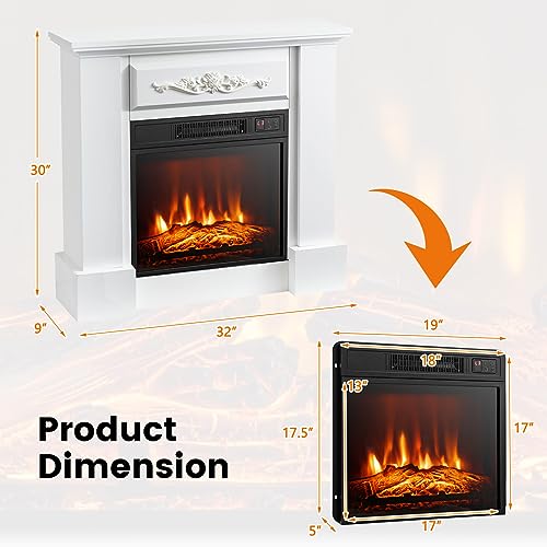 SAFSTAR 32 Inch Electric Fireplace with Mantel, Remote Control, Brown U550