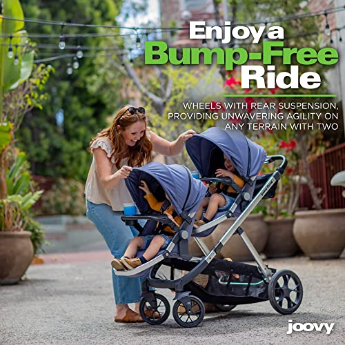 Joovy Qool Double Stroller with Reconfigurable Seats, UPF 50 Canopy, Jet S609