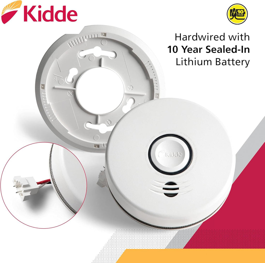 Kidde Wireless Hardwired Smoke Detector with 10-Year Battery Backup and Voice Alerts B58875