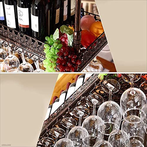 Vintage Bronze Wall Mounted Wine Rack Holder 80x35cm N70262
