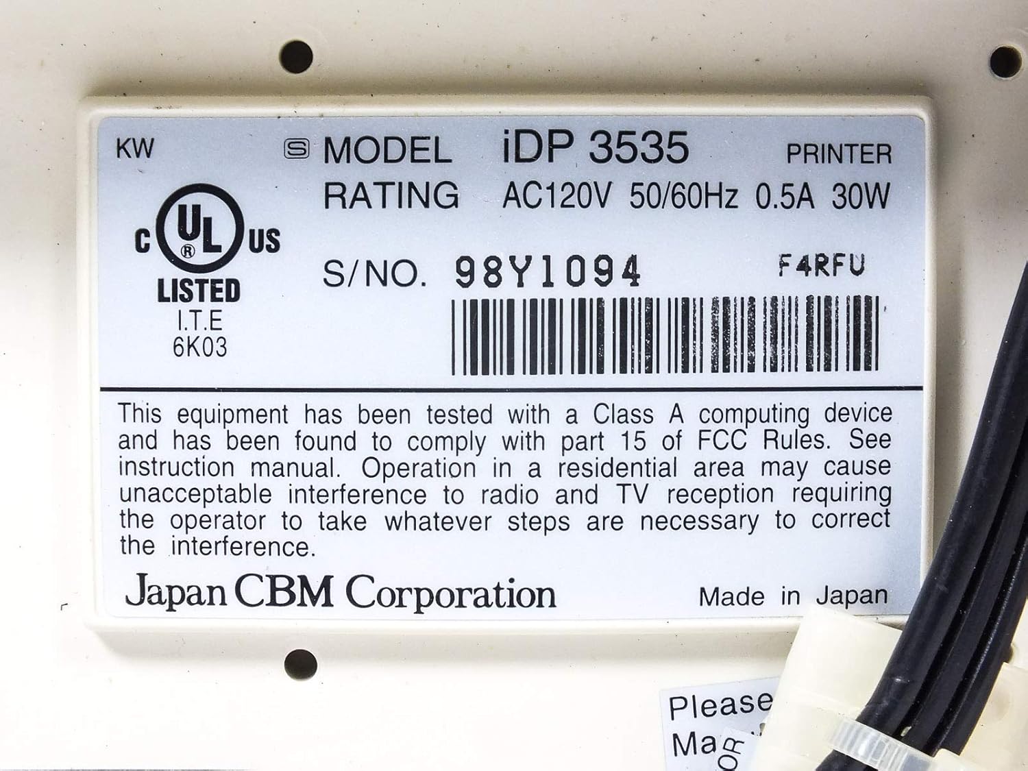 IDP 3535 Tractor Feed Printer Card Reader k7m