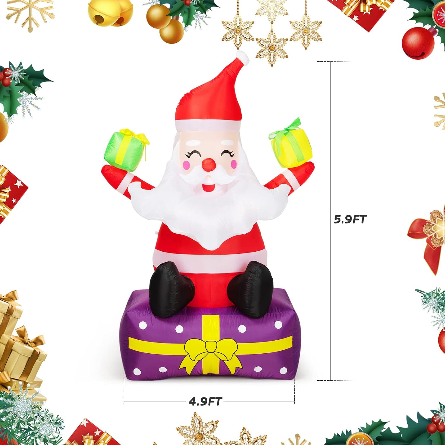 Christmas Inflatable Santa with Gift Boxes Outdoor Yard Decor 6ft a7