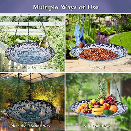 Hanging Bird Bath for Outdoors 11 Inch Glass Bowl q7k
