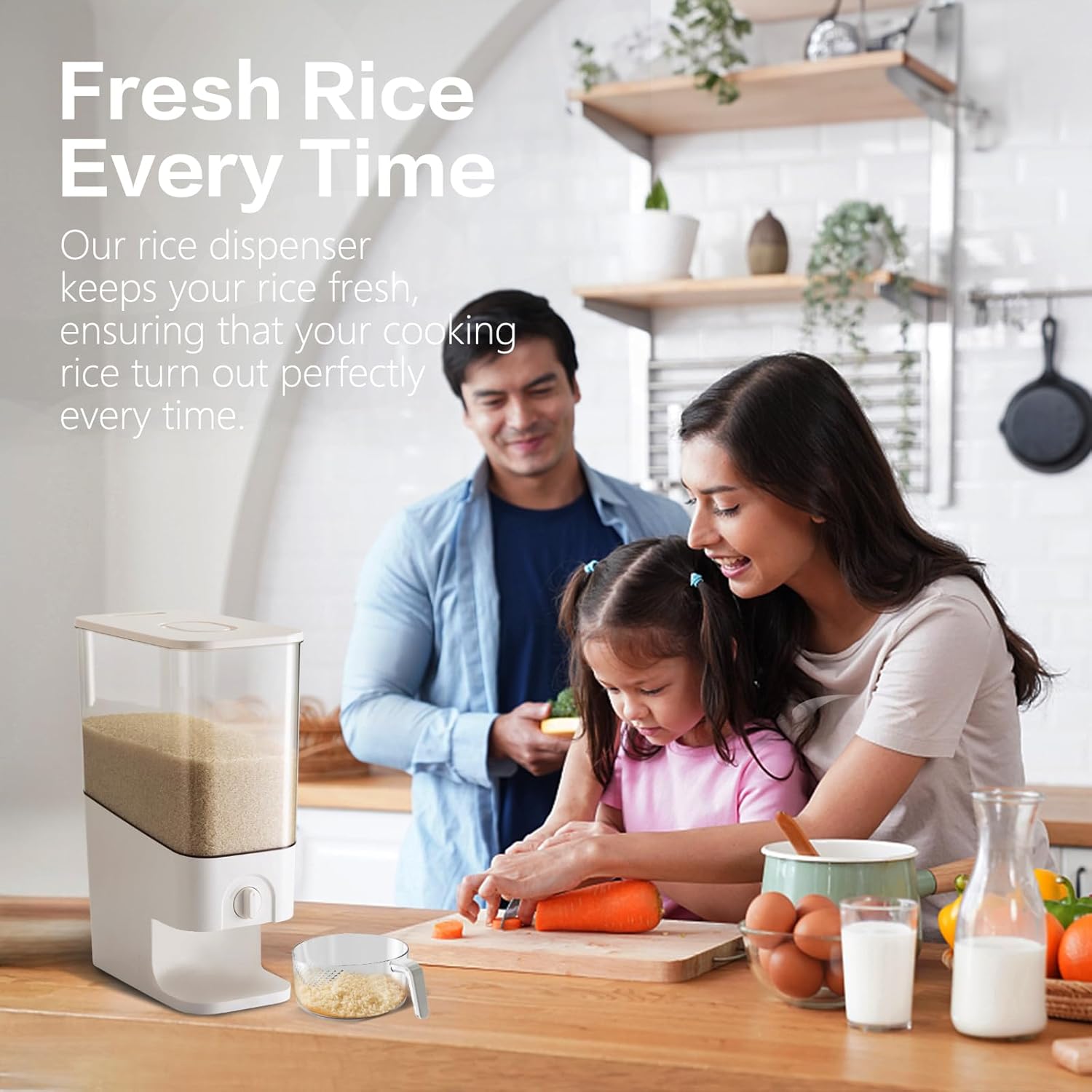 10L Rice Dispenser with Measuring Cup, Grain Storage Container H82067