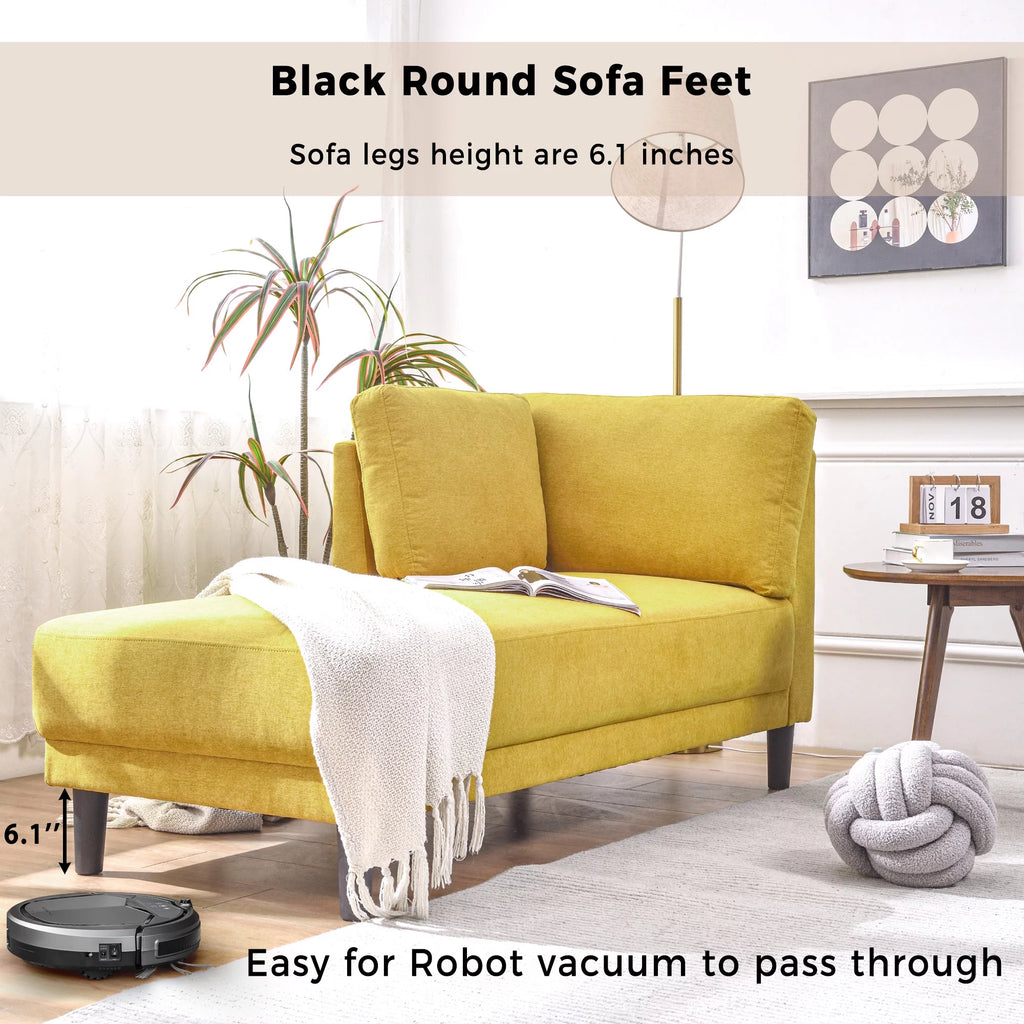 Yellow Chaise Lounge Chair with Arms for Living Room F7690