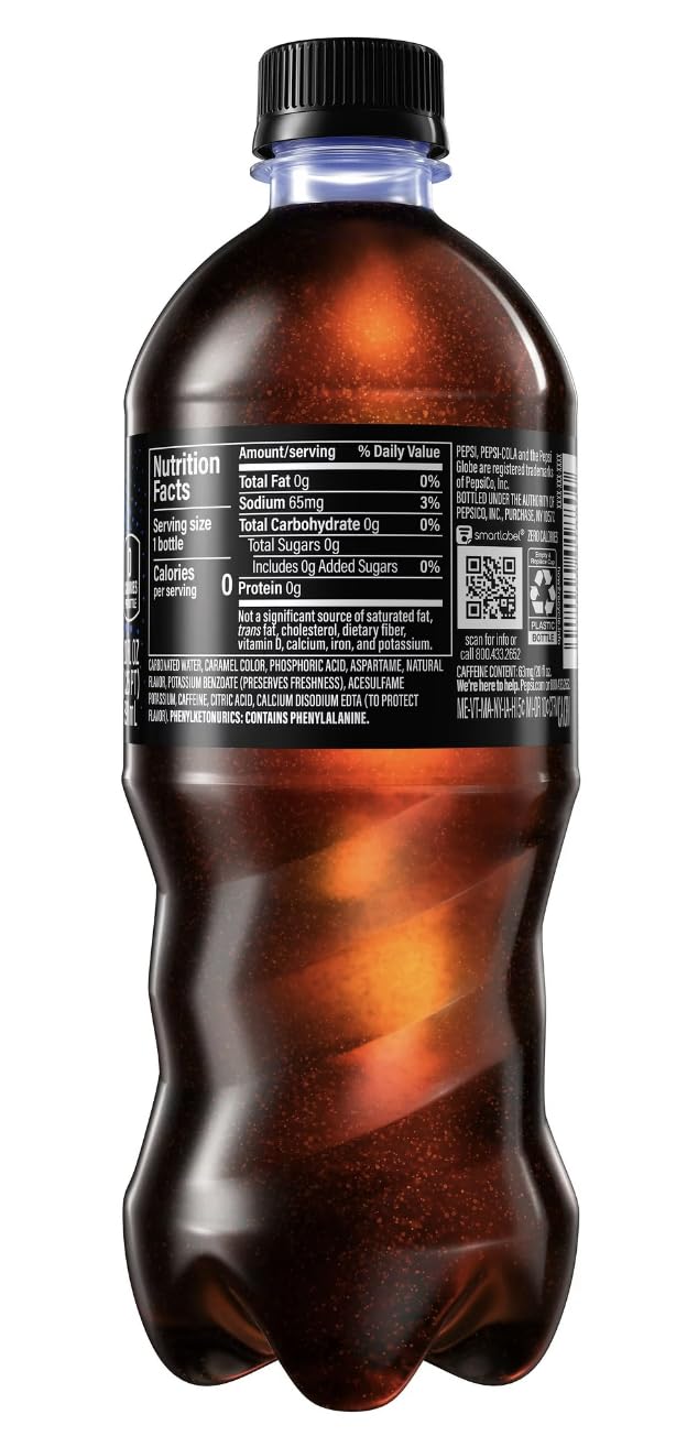 Zero Pepsi 20 oz Soda Bottles (Pack of 10)