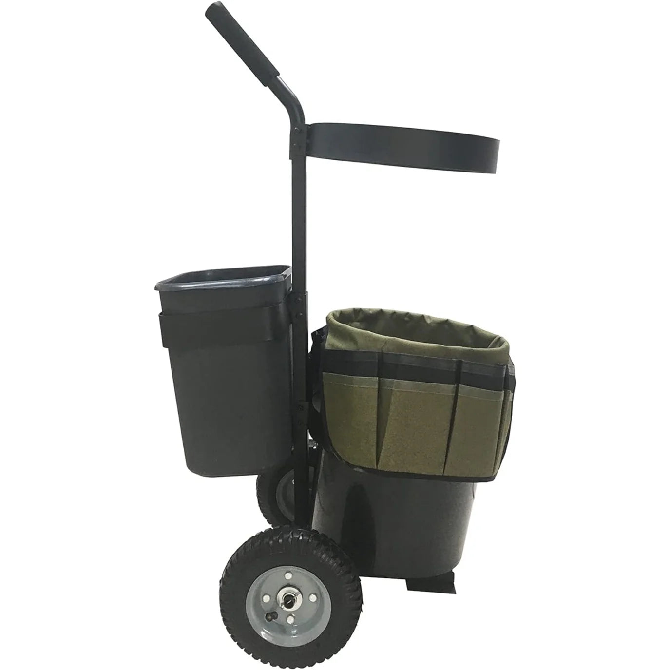 Heavy Duty Garden Cart Rolling Lawn Trolley with 5 Gallon Bucket Bag S50037