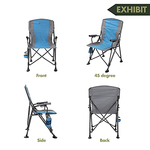 Heavy-Duty Folding Camping Quad Chair with Cup Holder and Carrying Bag Tan Gray k7p