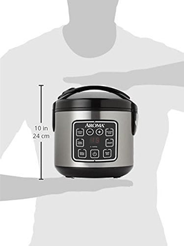 Rice Cooker 4-Cup Uncooked 8-Cup Cooked Stainless Steel a7