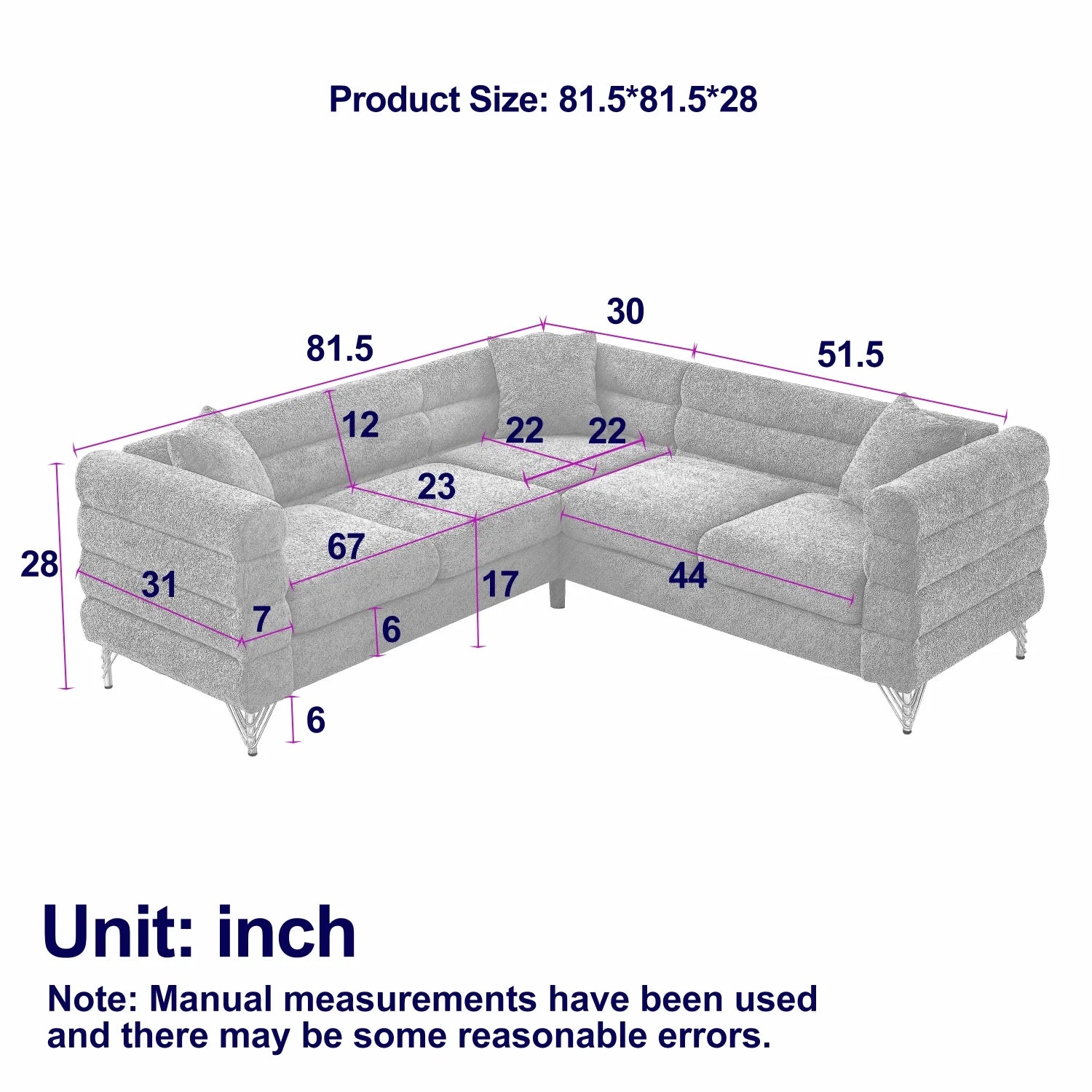Holaki 81" Oversized Corner Sofa Set, L-Shaped Sectional Couch, 5-Seater, Green N206023