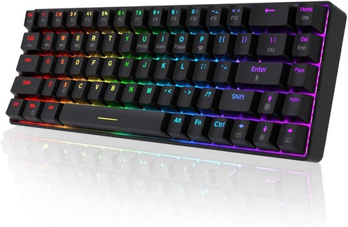 NACODEX 68 Key 65% Hot swappable Mechanical Keyboard, 2.4G Wireless/Bluetooth/Wired RGB Backlit Keyboard, 1900mAh Programmable Keyboard for Win/Mac/Gaming (Blue Switch, Black)