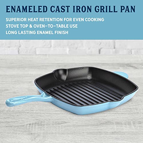 Country Living Enameled Cast Iron Square Griddle Grill Pan 11-Inch Cream B273880