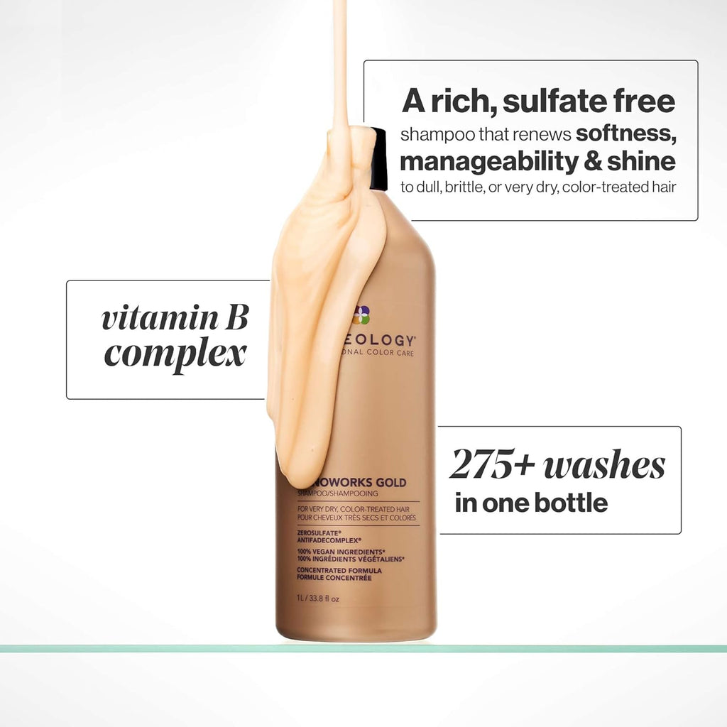 Pureology Nanoworks Gold Shampoo & Conditioner Bundle for Color-Treated Hair, Sulfate-Free, 33.8 Fl Oz U47040