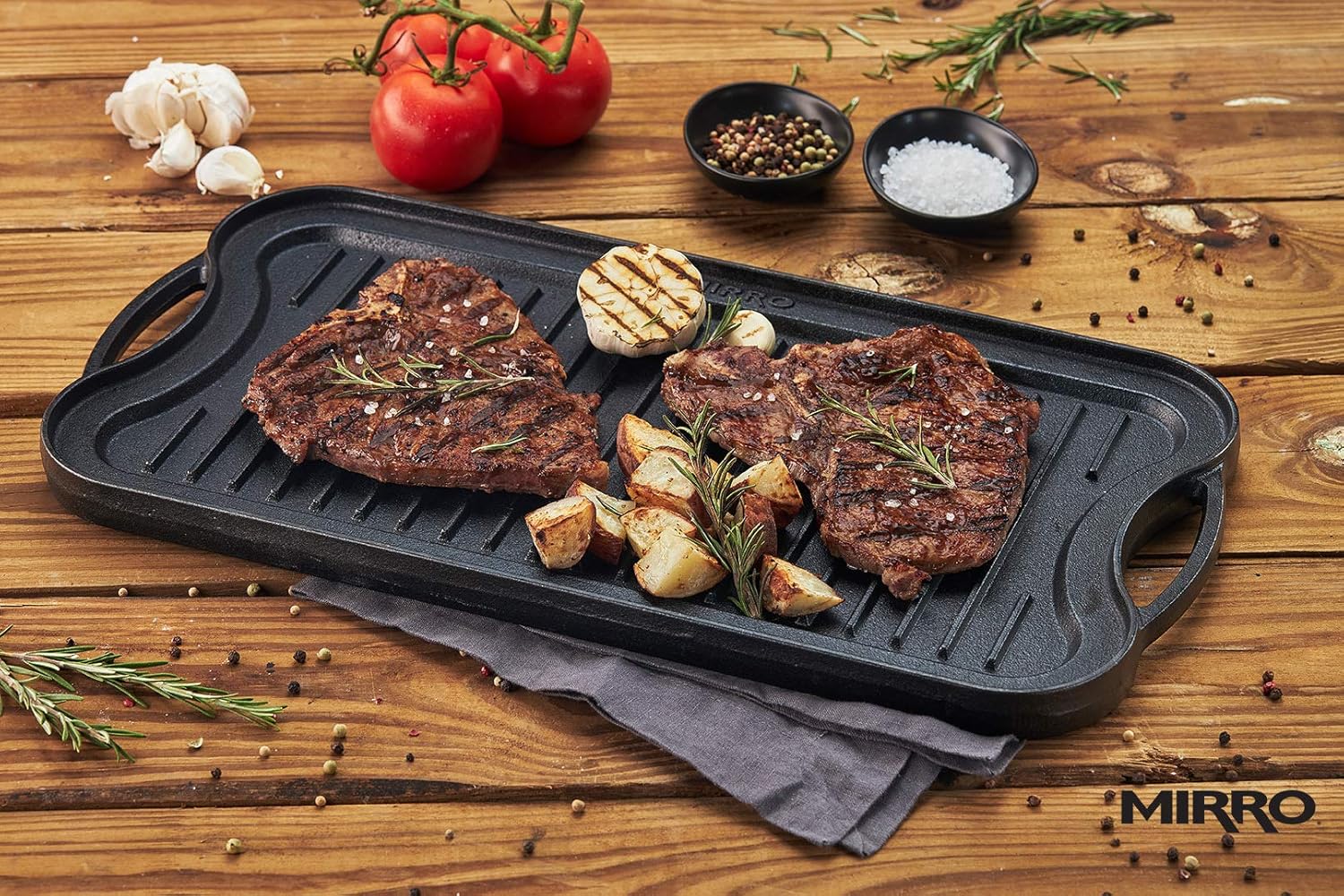Mirro MIR-19055 Pre-Seasoned Cast Iron Reversible Grill/Griddle with Handles, 20 Inch G184927