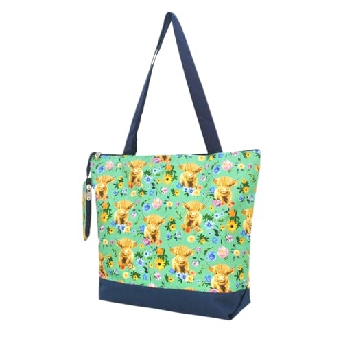NGIL Medium Top Zipper Closure Canvas Tote Bag with Attached Matching Coin Purse For Moms and Nurses