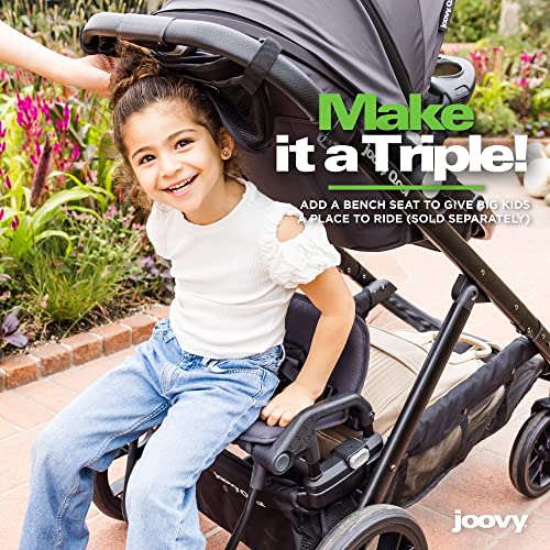 Joovy Qool Double Stroller with Reconfigurable Seats, UPF 50 Canopy, Jet S609