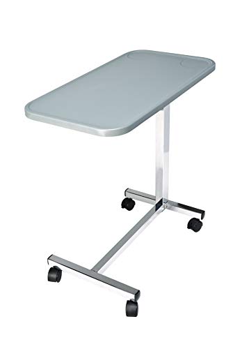 Graham-Field GF8903PS Lumex Modern Overbed Table with Wheels, 28-41" Adjustable Height for Hospital Bed & Home Bedside Use, Dark Grey