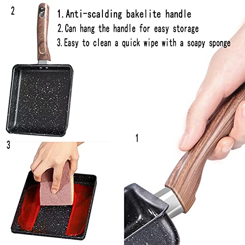 Japanese Omelette Pan Tamagoyaki Nonstick Square Egg Roll Pan, 6.3 x 7.8 inch, Black A8103
