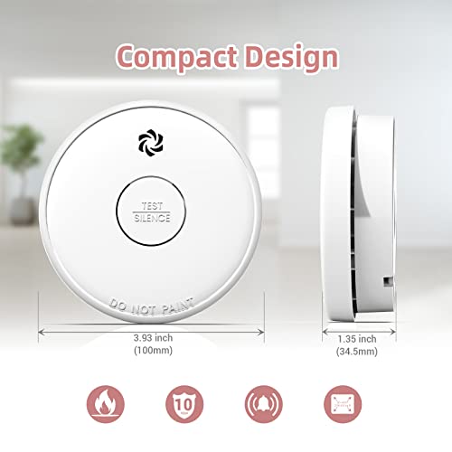 Fire Alarms Smoke Detectors, Battery Operated, 10-Year Life, Photoelectric for Home R2026