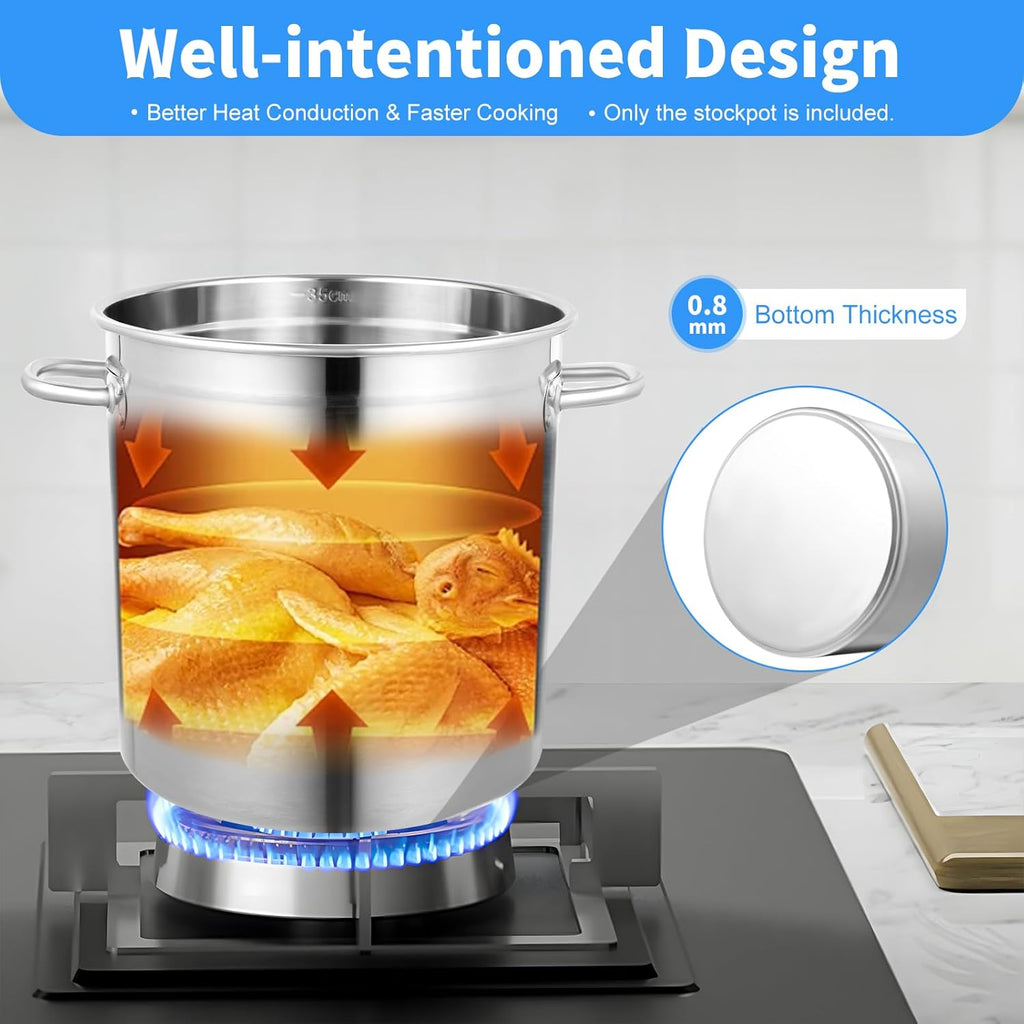 30 Quart Stainless Steel Stockpot with Lid Y51372