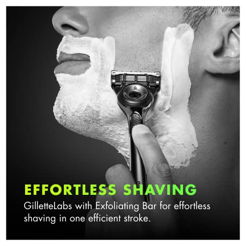 Gillette Labs Exfoliating Bar Razor Refills for Men, 6 Count with 7oz Shave Gel E7863