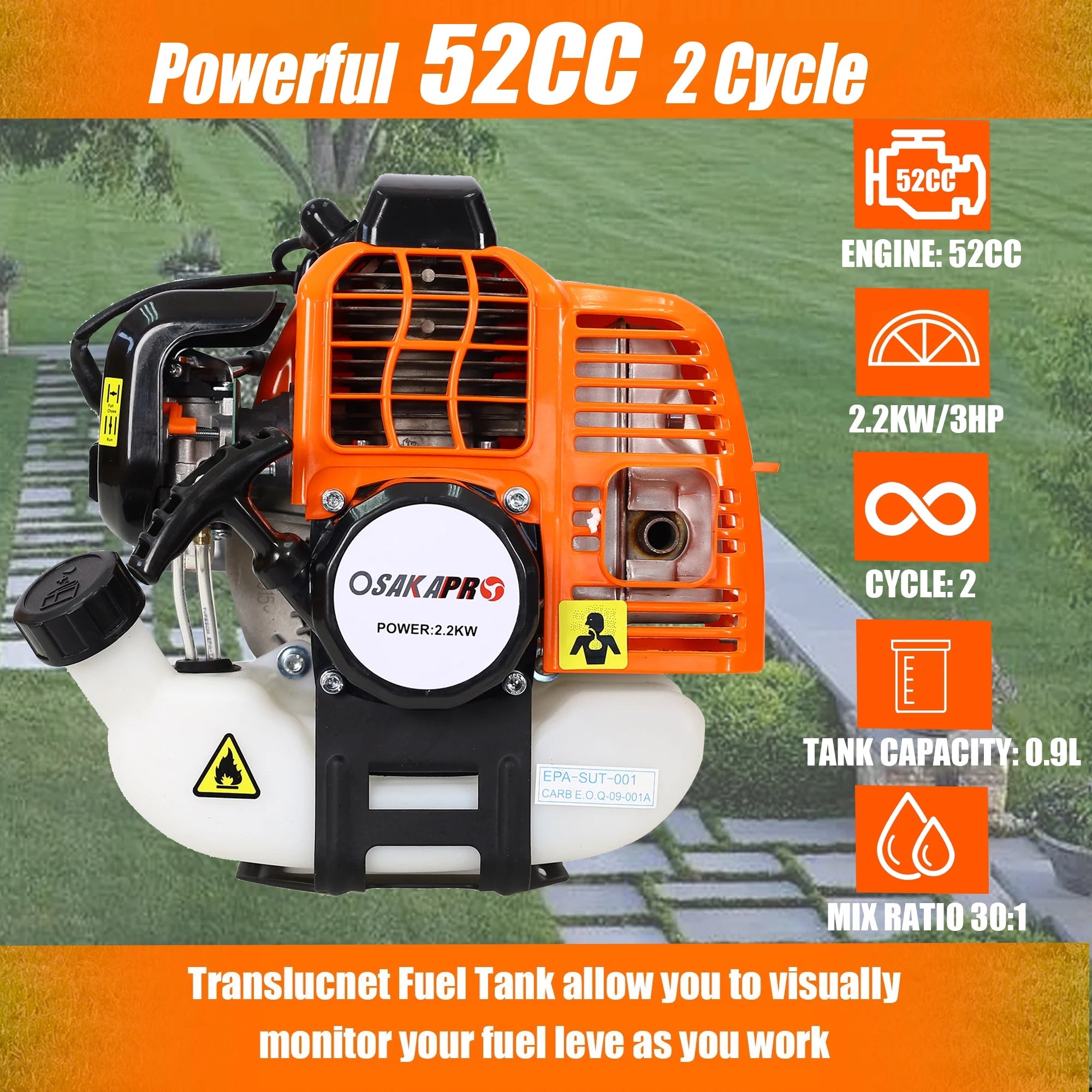 Sesslife 52CC 2-Cycle 4-in-1 Gas Grass Trimmer with Pole Saw, Hedge Trimmer & Brush Cutter C8616