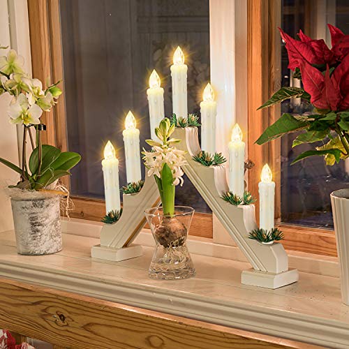 LED Window Taper Candles with Remote Timer, Battery Operated Flickering Lights k7m