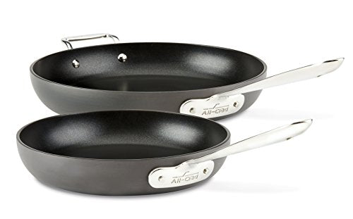 All-Clad HA1 Hard Anodized Nonstick 2 Piece Fry Pan Set 10 & 12 Inch with Glass Lids K80720