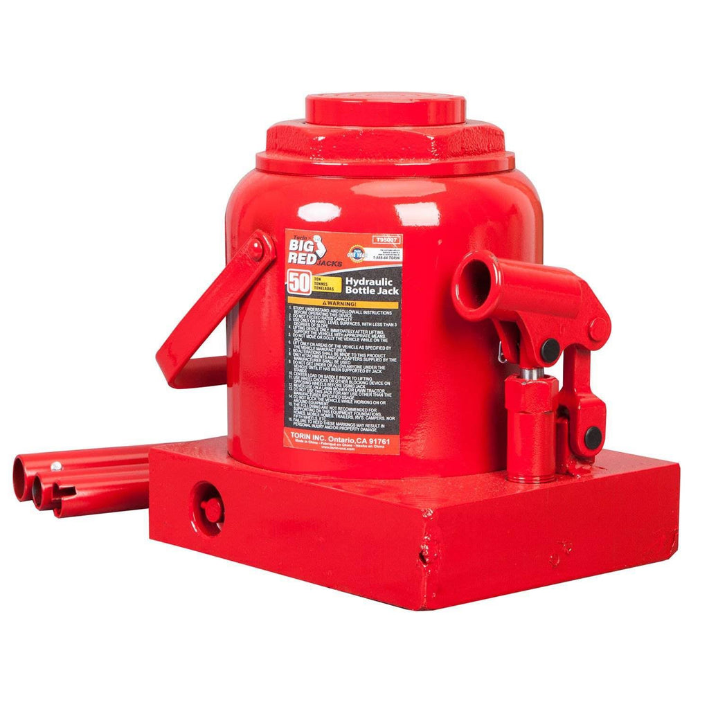 Torin Big Red 50 Ton Capacity Heavy Duty Hydraulic Industrial Steel Bottle Jack