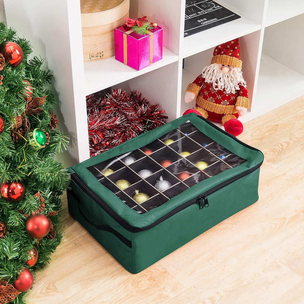Christmas Ornament Storage Box 48 Slot Green k7