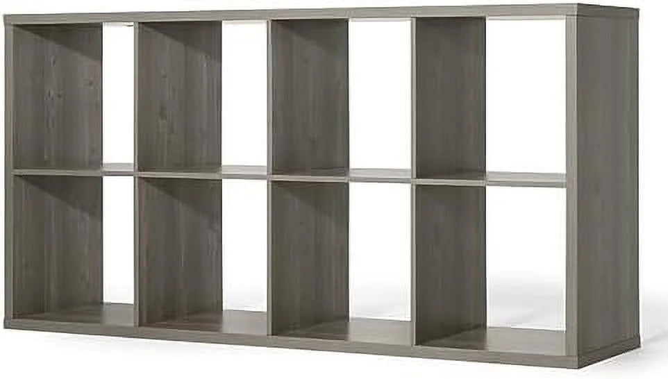 HOOMHIBIU Sturdy Room 13-Inch Cube  Organizer   with Extra Thick Exterior Edge  Open   Divider  Bookcase  8-Cube  White