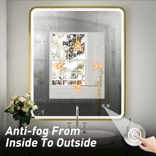LED Bathroom Mirror with Light Anti Fog Dimmable Wall Mounted k7