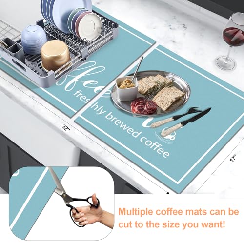 Dish Drying Mat 16"x24" Absorbent Linen Coffee Bar Mat R134