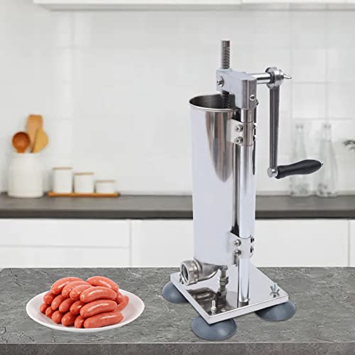 Vertical Stainless Steel Manual Sausage Stuffer, 6Lbs Suction Cup Type Y688