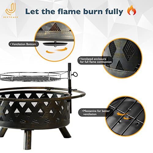 Outdoor Wood Burning Fire Pit with Spark Screen Doors a7