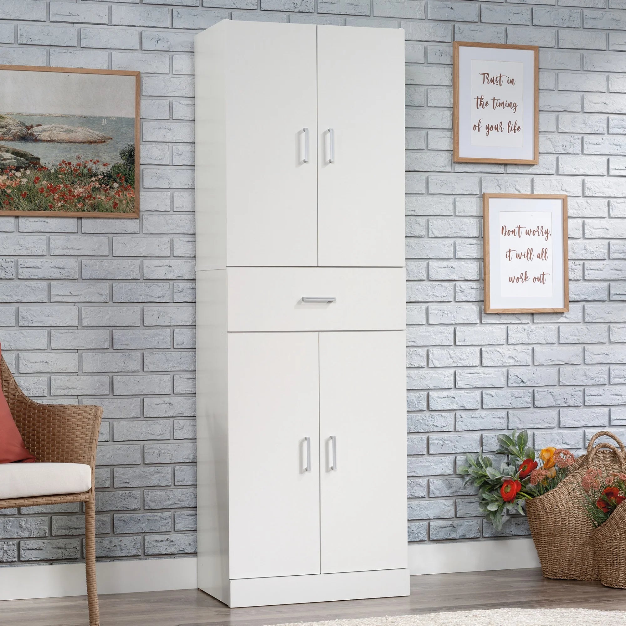 Sauder Select Engineered Wood Storage Cabinet, White O1582