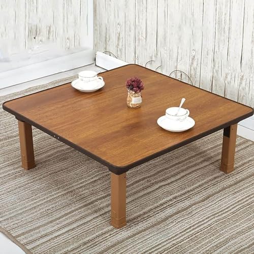 N/A Japanese-Style Square Folding Tea Coffee Table, Adjustable Low Table, 70 x 70 cm J6222