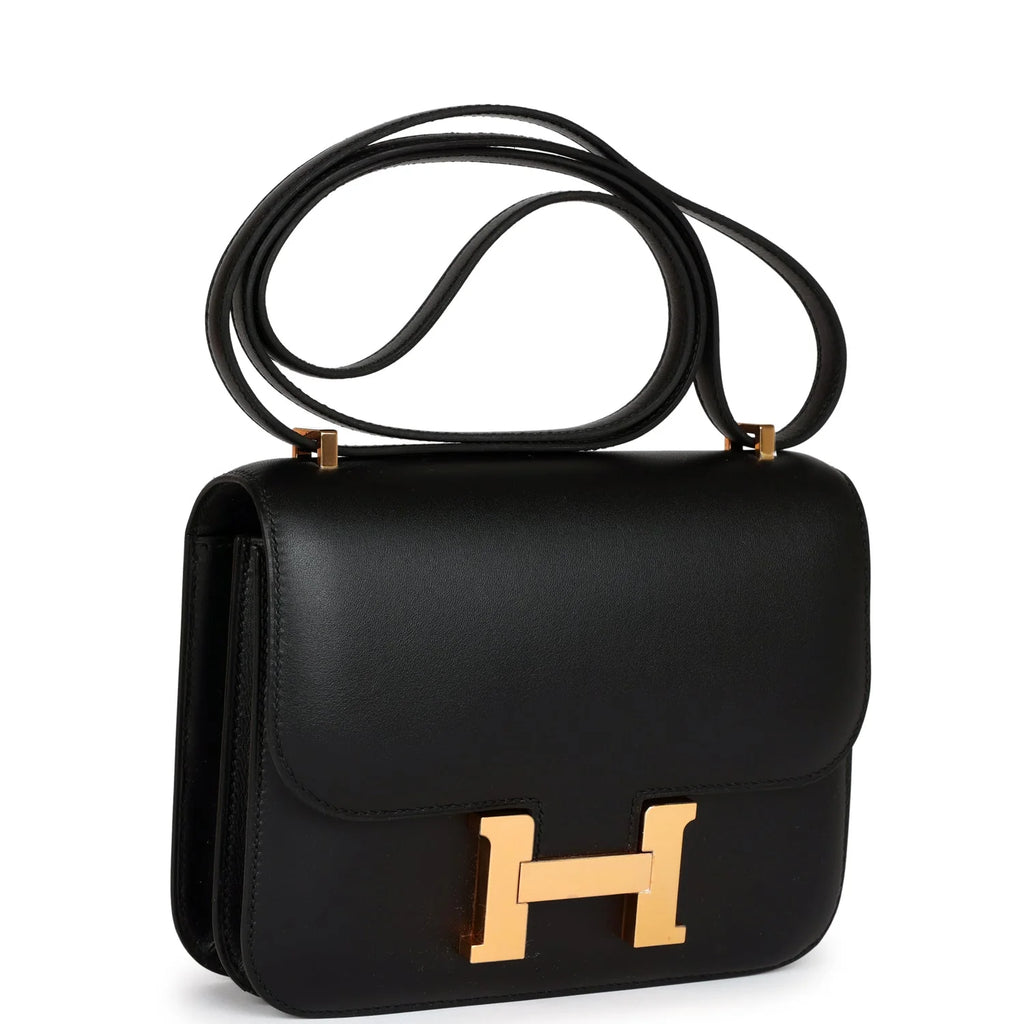 Black Leather Crossbody Bag Gold Hardware k7