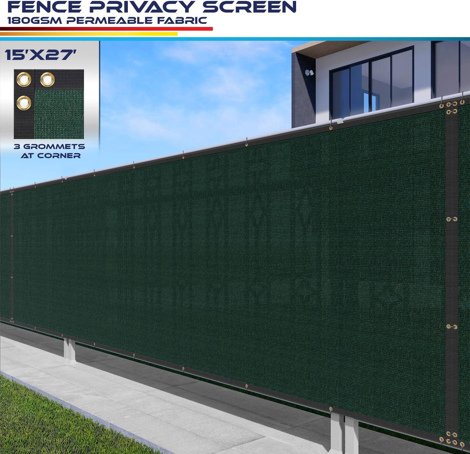 Fence Privacy Screen 15x27 ft Heavy Duty Mesh Green k7m