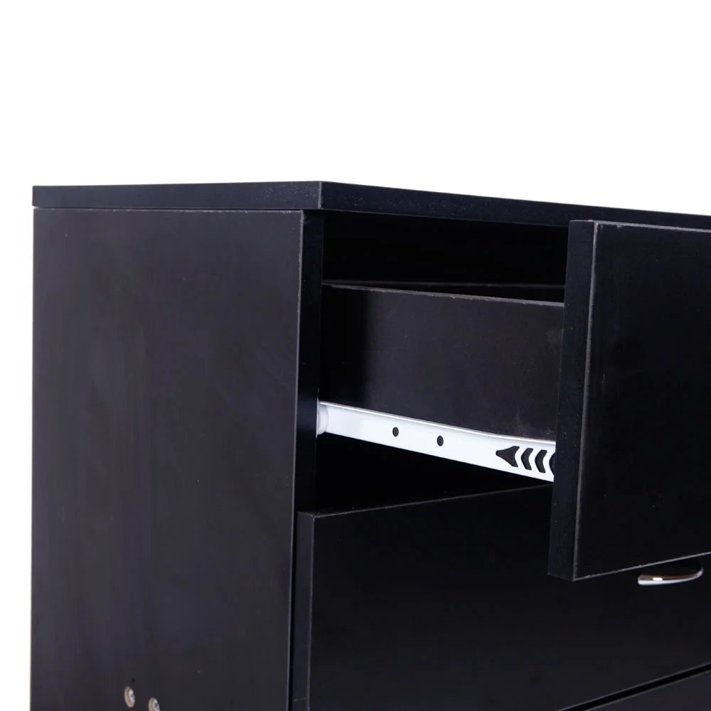 MDF Wood 4-Drawer Dresser Black V749