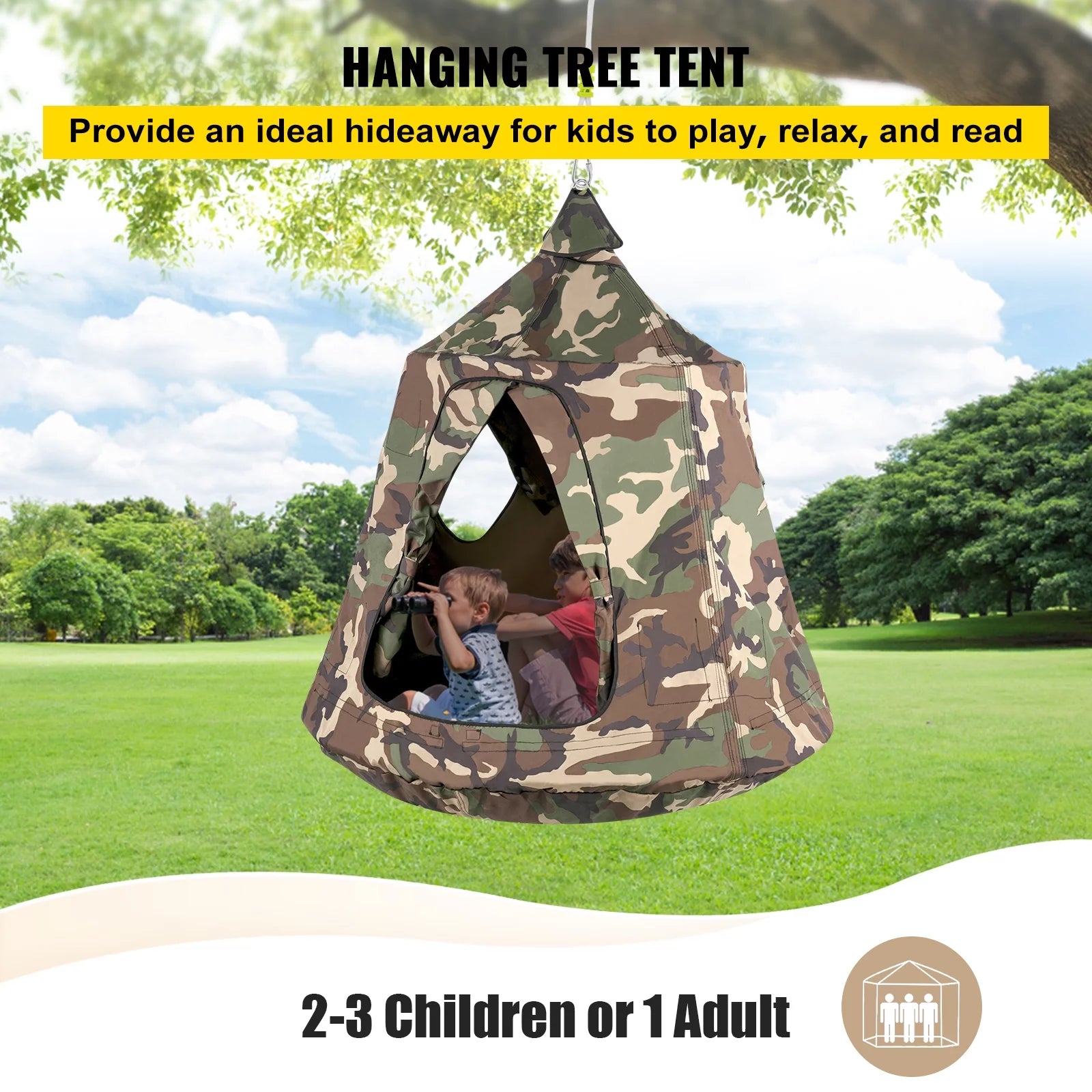 VEVORbrand Hanging Tree Tent, Max 440 lbs, with LED Rainbow Lights, Indoor Outdoor O111082