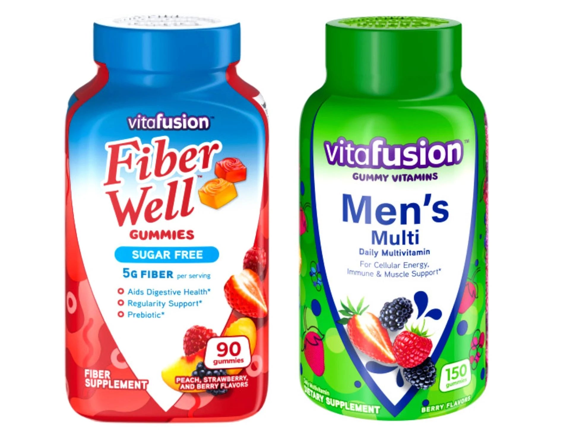 Vitafusion Fiber Well Sugar Free Fiber Supplement & Adult Gummy Vitamins for Men