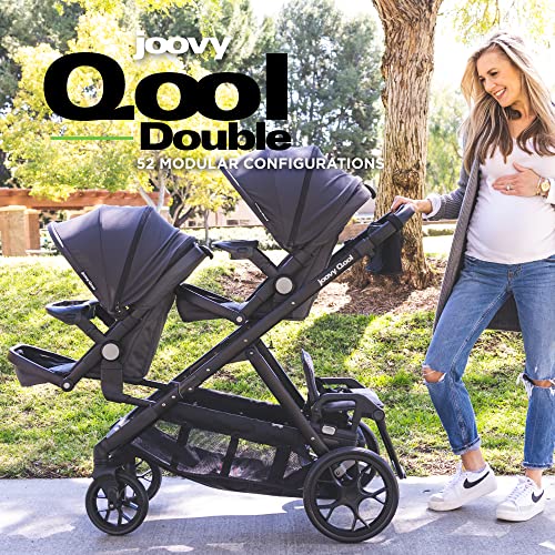 Joovy Qool Double Stroller with Reconfigurable Seats, UPF 50 Canopy, Jet S609