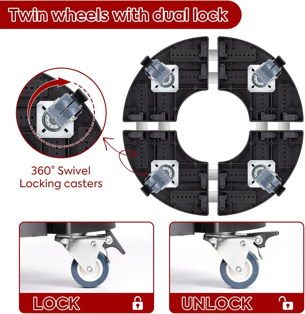 Plant Caddy with Wheels Heavy Duty Adjustable 15.7-22in Dual Lockable Casters k7m