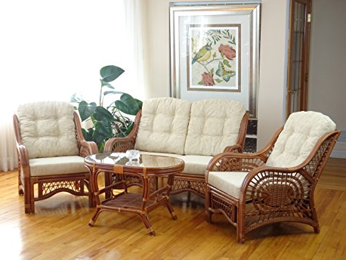 Malibu Lounge Accent Armchair Natural Rattan Wicker with Cushion X496406