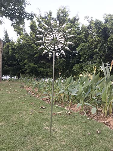 Metal Windmill Kinetic Garden Stake Solar Outdoor Decor a7