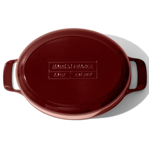 Made In Cookware Oval Dutch Oven 7.5 Quart Enameled Cast Iron Ruby Red H811906