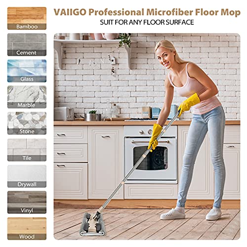 Microfiber Hardwood Floor Mop with 5 Reusable Washable Pads, Wet or Dry Cleaning a7k