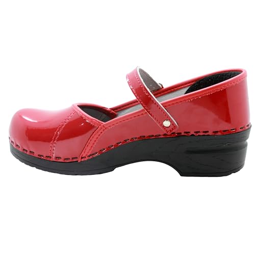 Women's Leather Mary Jane Clogs a7